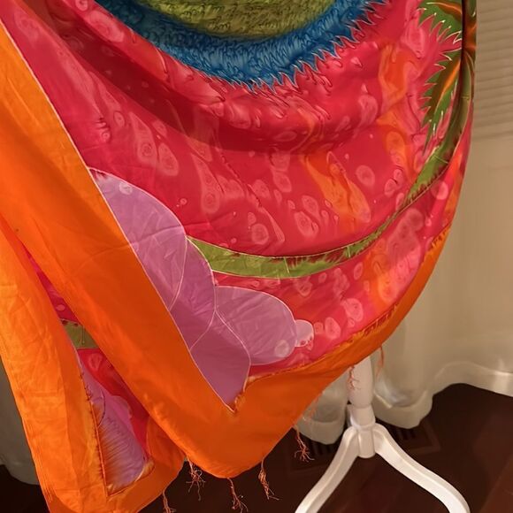 Cleopatra Neon Colored Pink Orange Blue Green White Tropical Beach Wrap Scarf - Picture 4 of 11